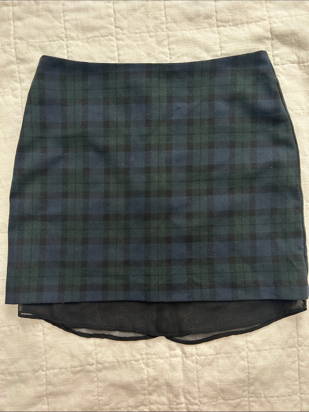 Zara Blue and Green Plaid Mini Skirt